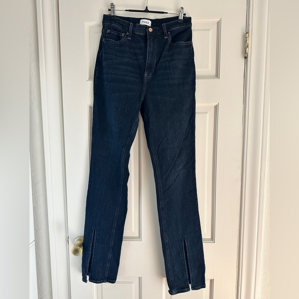 Pistola Dark Indigo Colleen Split Front Straight Leg Jeans Size 29 Worn Once - Picture 4 of 6